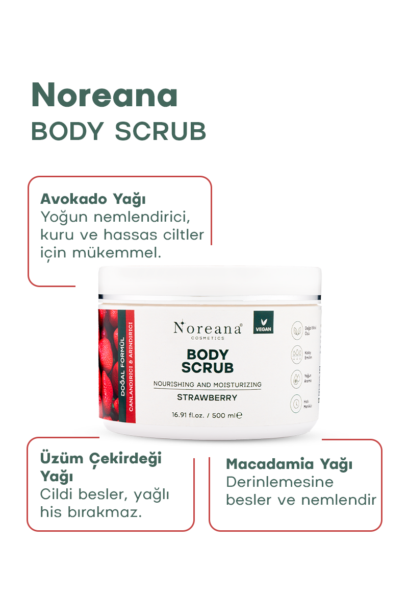 Çilek Özlü Body Scrub Batık Karşıtı & Cilt Tonu Eşitleyici Vücut Peelingi 500 ml