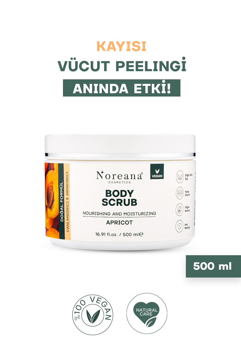 Kayısı Vegan Body Scrub 500 ml - Onarıcı Batık Karşıtı & Nem Desteği Vücut Peelingi 500 ml