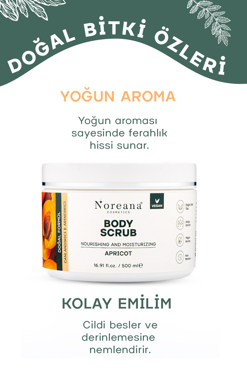 Kayısı Vegan Body Scrub 500 ml - Onarıcı Batık Karşıtı & Nem Desteği Vücut Peelingi 500 ml