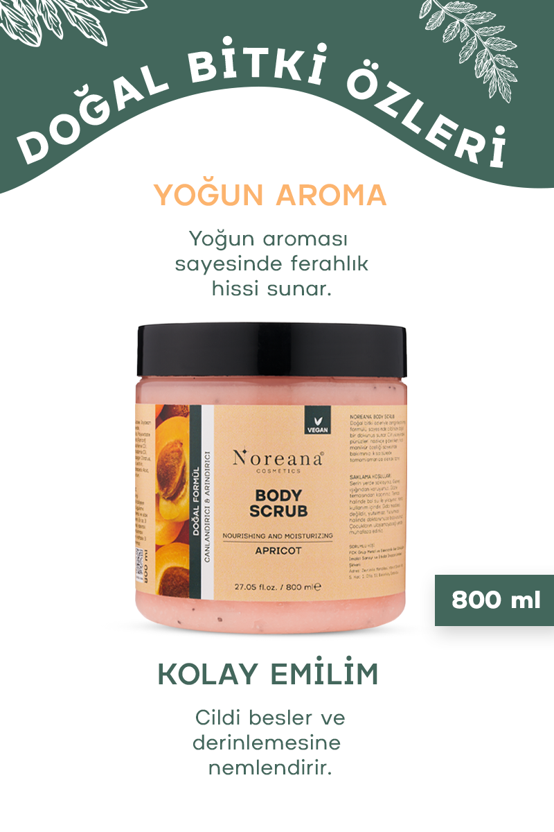 Kayısı Aromalı Vegan Body Scrub 800 ml - Batık Önleyici ve Epilasyon Dostu
