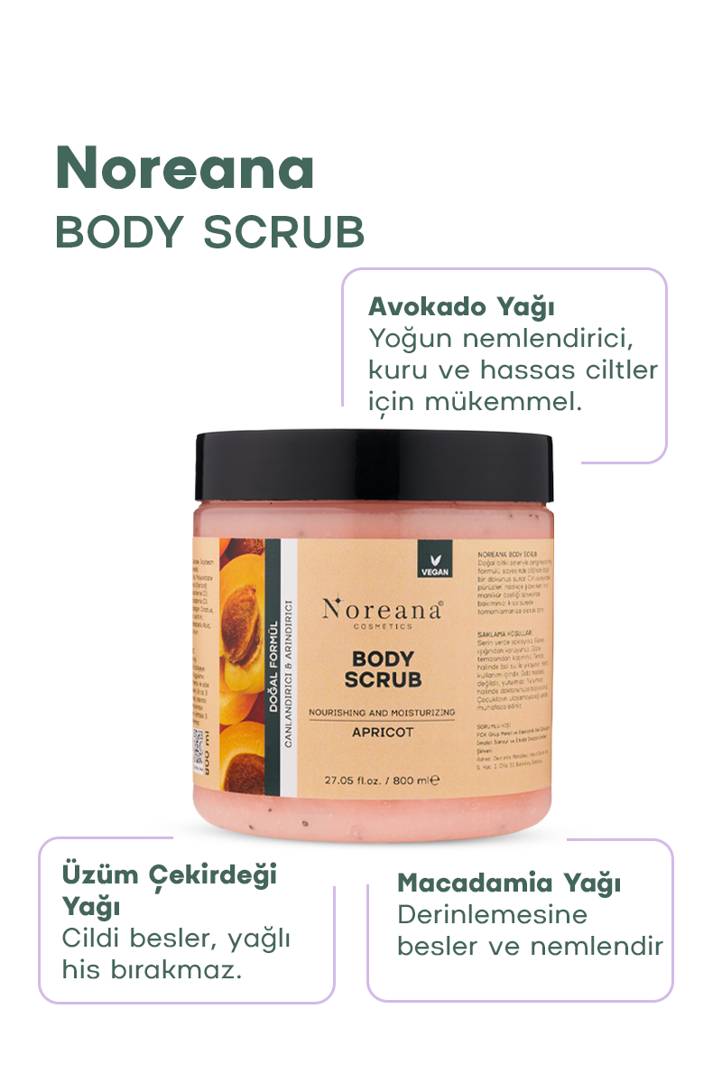 Kayısı Aromalı Vegan Body Scrub 800 ml - Batık Önleyici ve Epilasyon Dostu