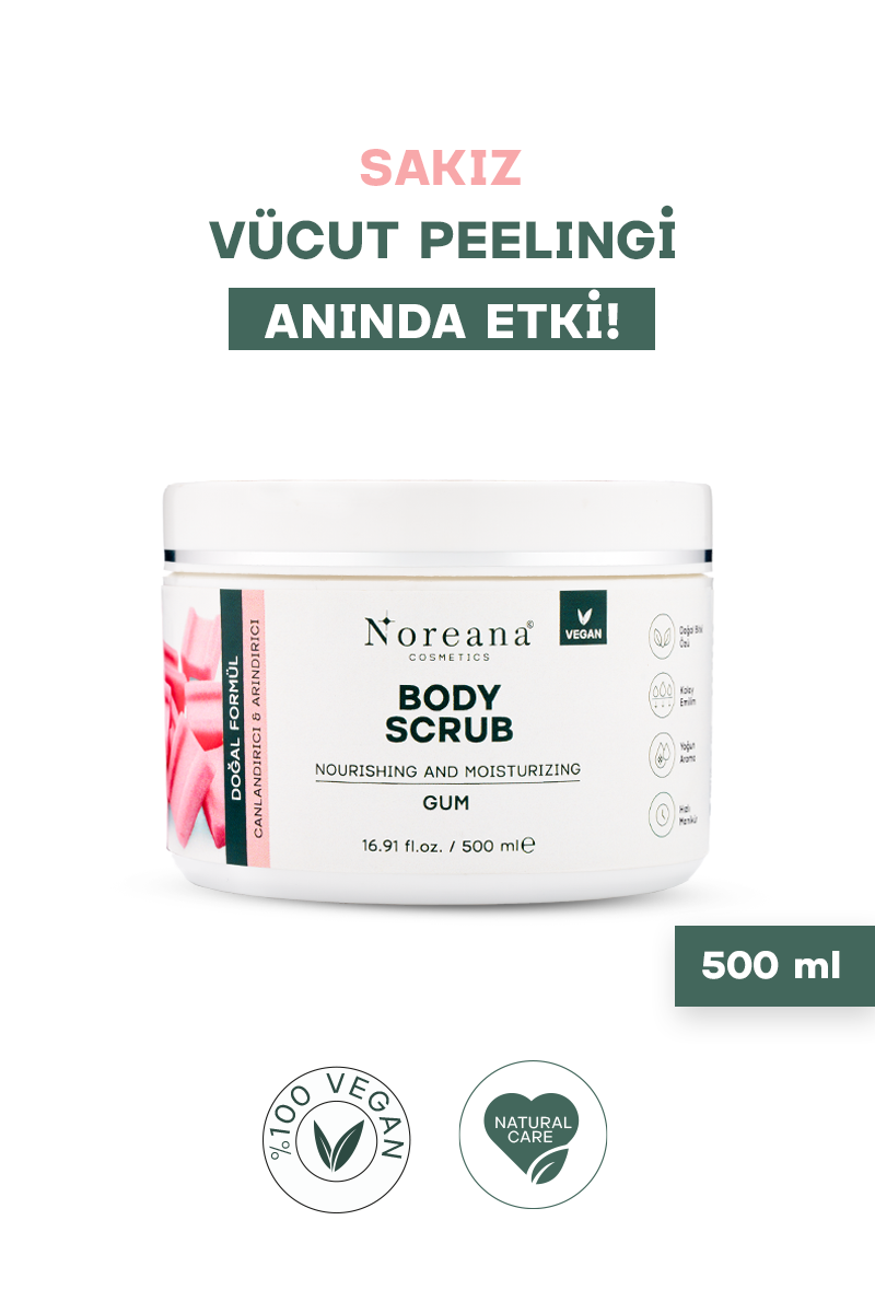 Sakız Aromalı Vegan Vücut Peelingi 500 ml - Doğal Formül Derin Arındırma Body Scrub