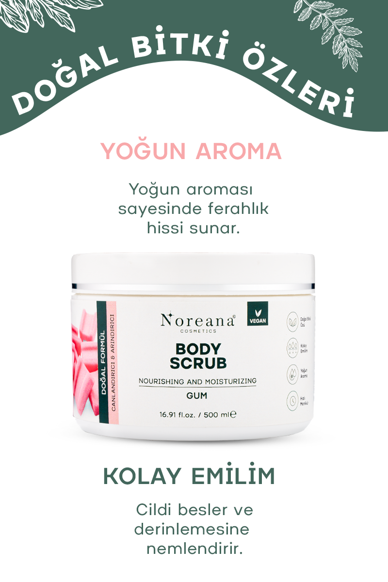 Sakız Aromalı Vegan Vücut Peelingi 500 ml - Doğal Formül Derin Arındırma Body Scrub