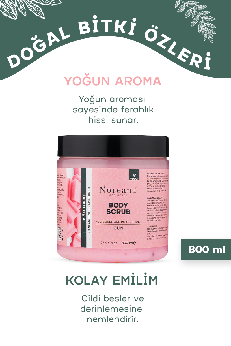 Nemlendirici ve Arındırıcı Vegan Vücut Peelingi Sakız 800 ml