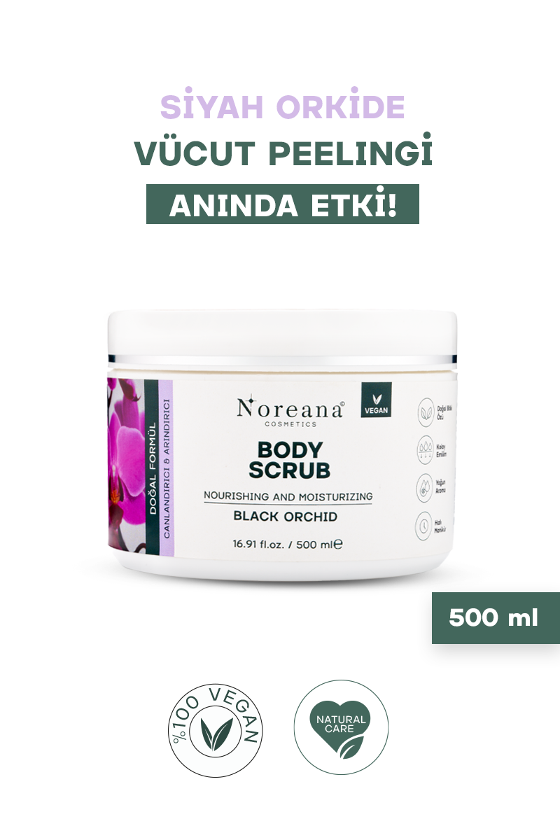 Doğal Formüllü Body Scrub 500 ml - Siyah Orkide Özlü Cilt Yenileyen Arındırıcı Vücut Peelingi
